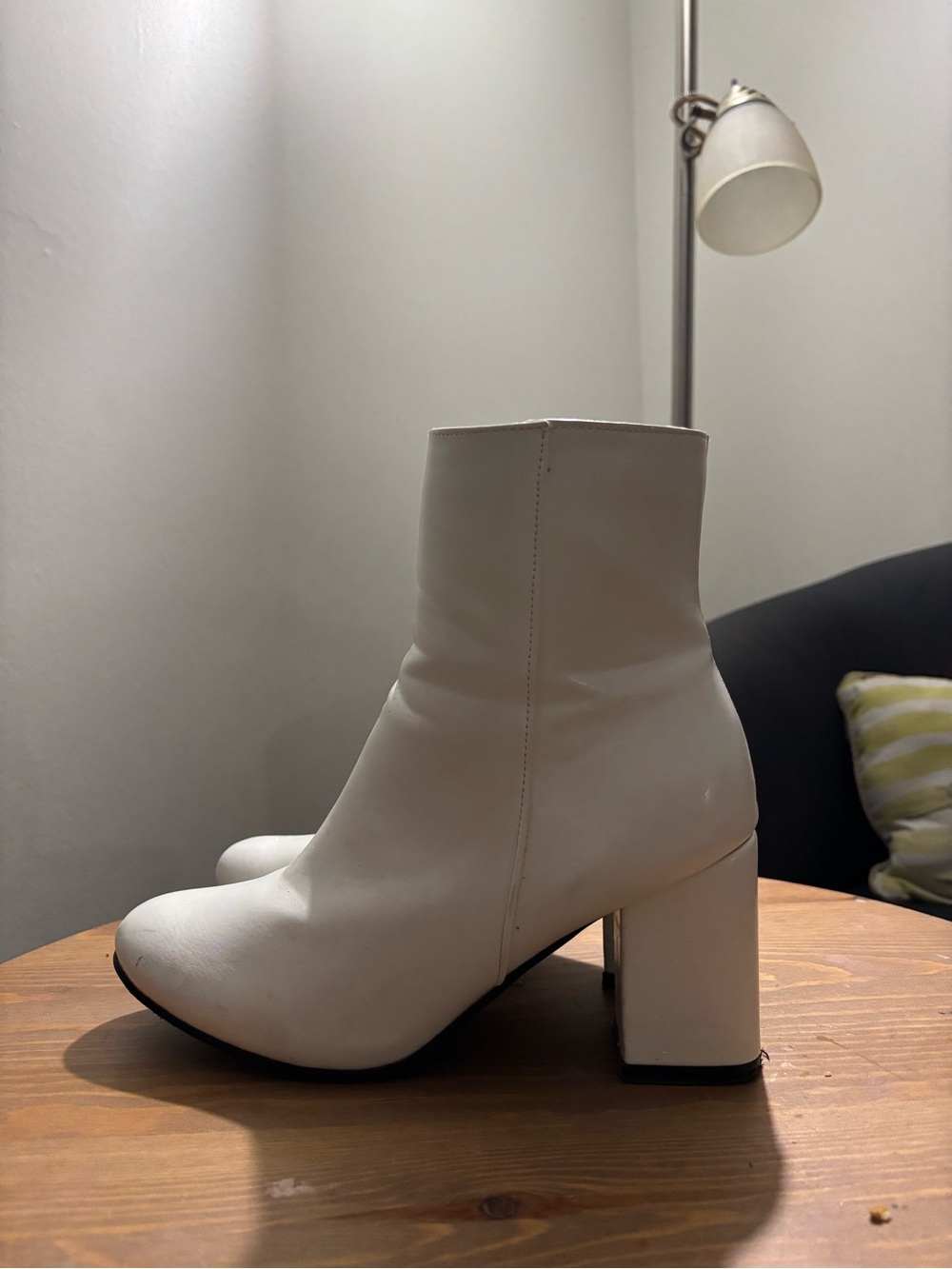 Streetwear Society White Block Heel Ankle Boots
